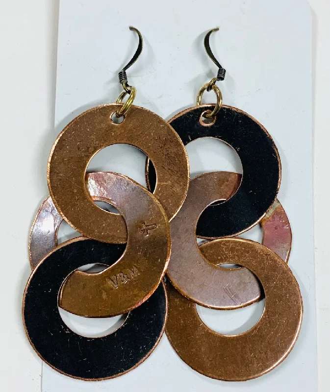 women's mismatched earrings-Triple retro Braidwood church earrings