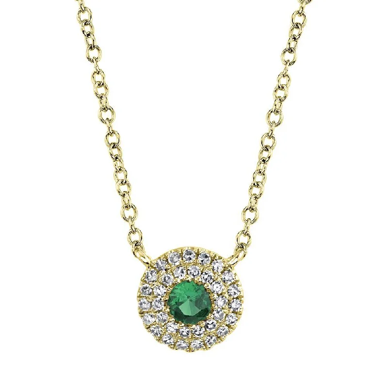 women's statement necklaces-14K Yellow Gold Diamond Green Garnet Necklace