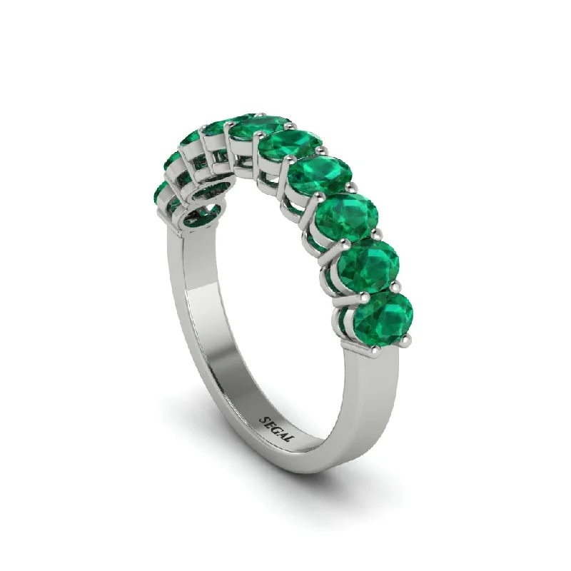 women's anniversary engagement rings-10 Stone Emerald Oval Cut Wedding Band Ring - Harriet No. 6