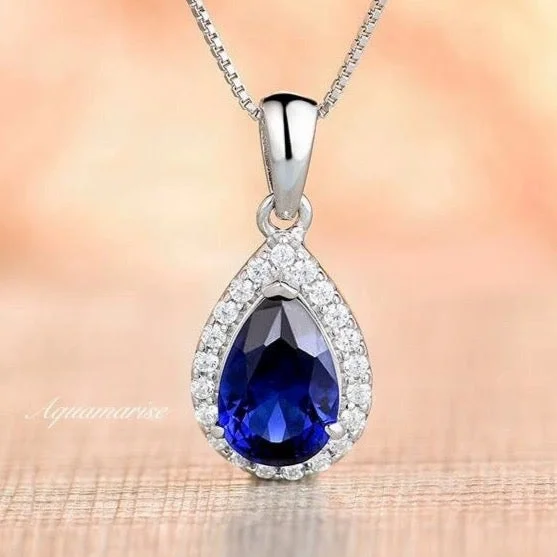 women's lightweight necklaces-Vera Sapphire Necklace- Sterling Silver