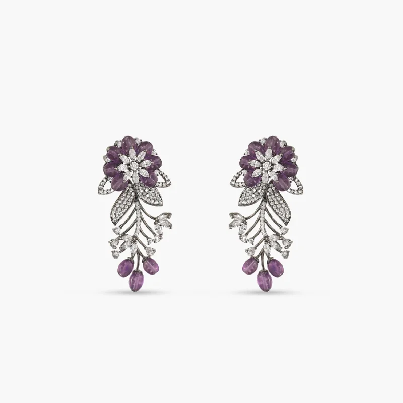 women's infinity loop earrings-Floral Bloom Classic CZ Earrings