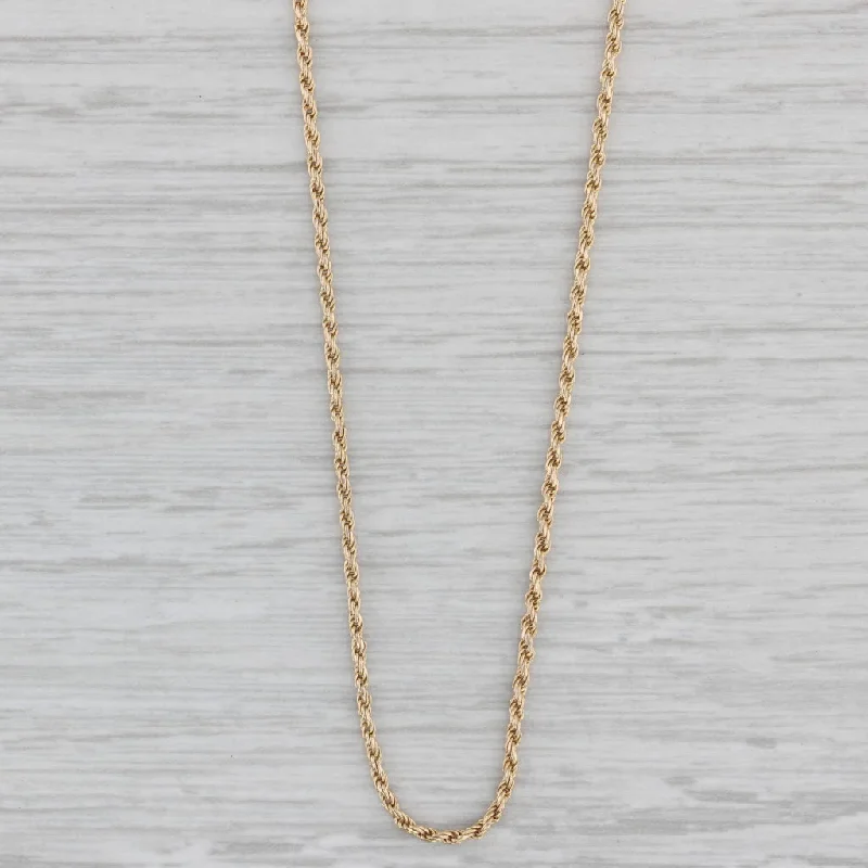 women's figaro chain necklaces-24" 1.4mm Rope Chain Necklace 14k Yellow Gold Lobster Clasp