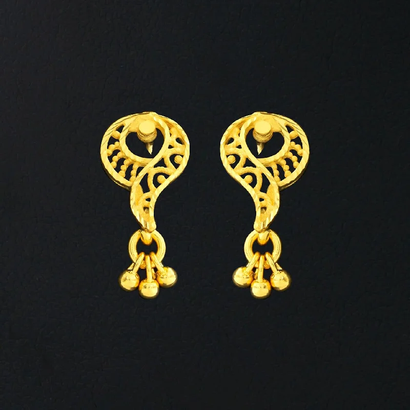 women's heavy earrings-GOLDEN HANGING STUD PGHST272-09