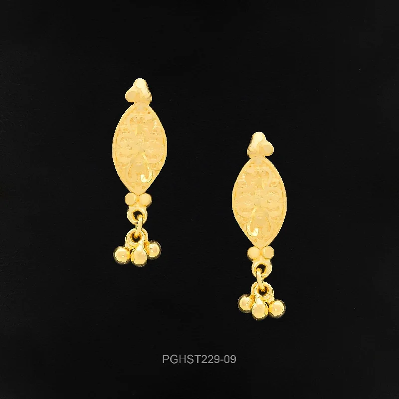 women's tree of life earrings-GOLDEN HANGING STUD PGHST229-09