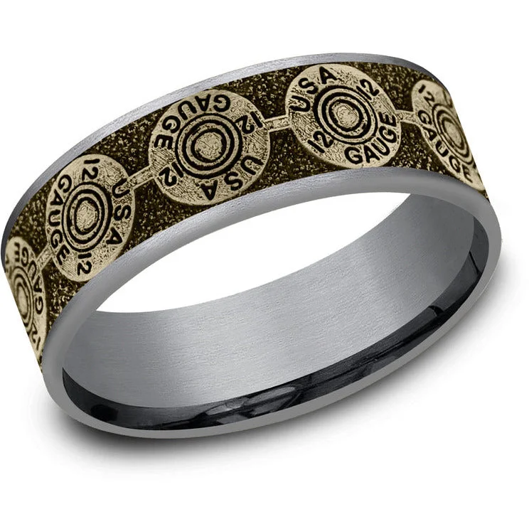 women's promise rings-Brook & Branch "The 12 Gauge" 14K Yellow Gold & Tantalum Wedding Band