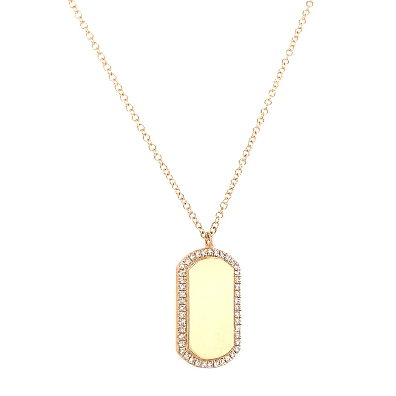 women's lucky charm necklaces-14K Yellow Gold Diamond Tag Necklace