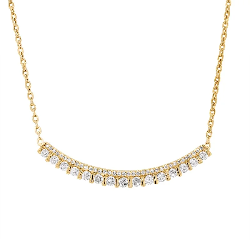 women's two-tone necklaces-MODERN YELLOW GOLD DIAMOND PENDANT NECKLACE, .96 CT TW