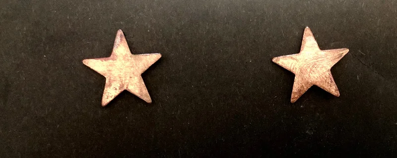 women's chain earrings-Copper star studs