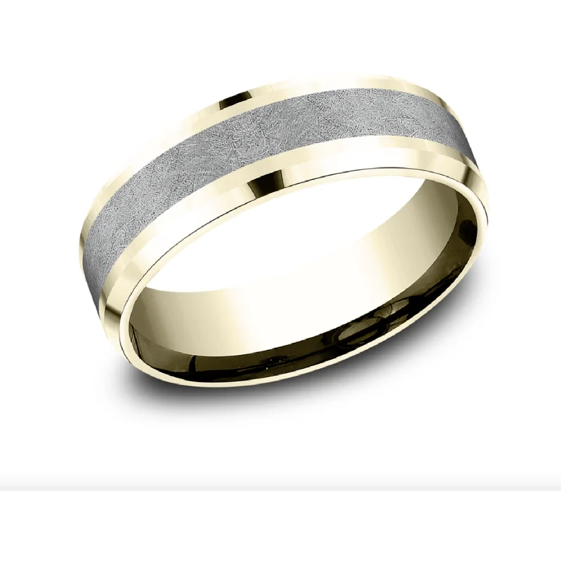 women's unique engagement rings-Benchmark Tantalum and 14k Yellow Gold 7mm Wedding Band