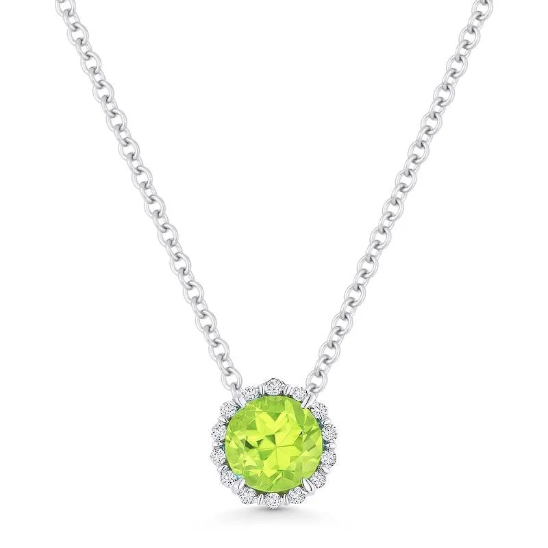 women's adjustable necklaces-ADD A CHARM HALO STYLE PERIDOT AND DIAMOND NECKLACE