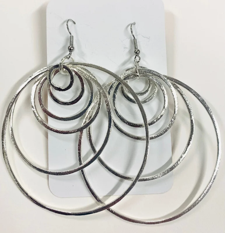 women's high-end earrings-6 hoop silver feature earrings