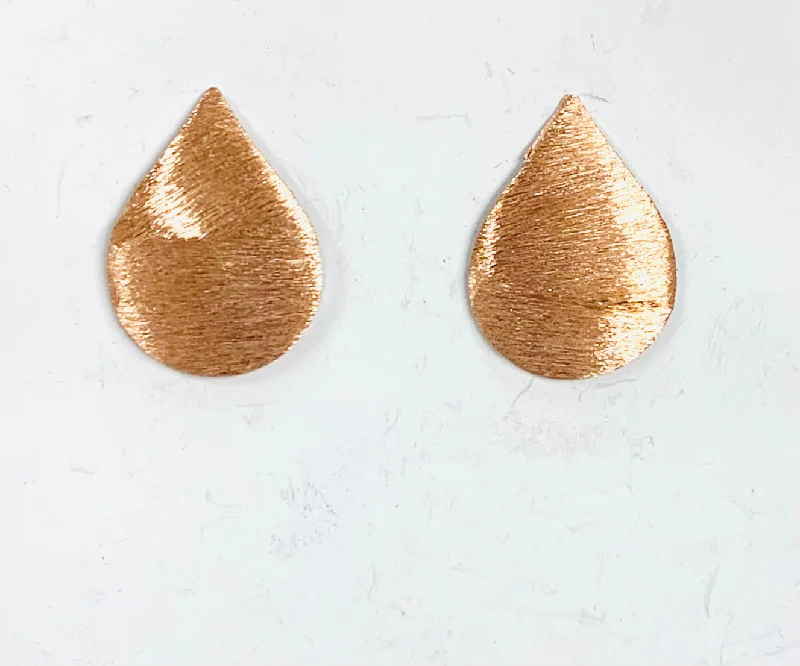 women's snake earrings-Copper pear stud earrings