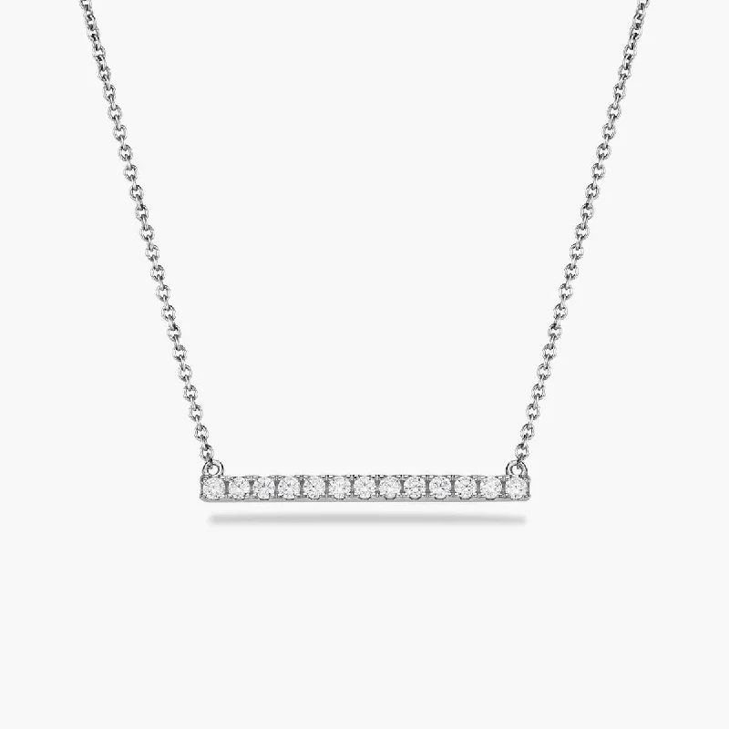 women's religious necklaces-Diamante Bar Pendant Necklace