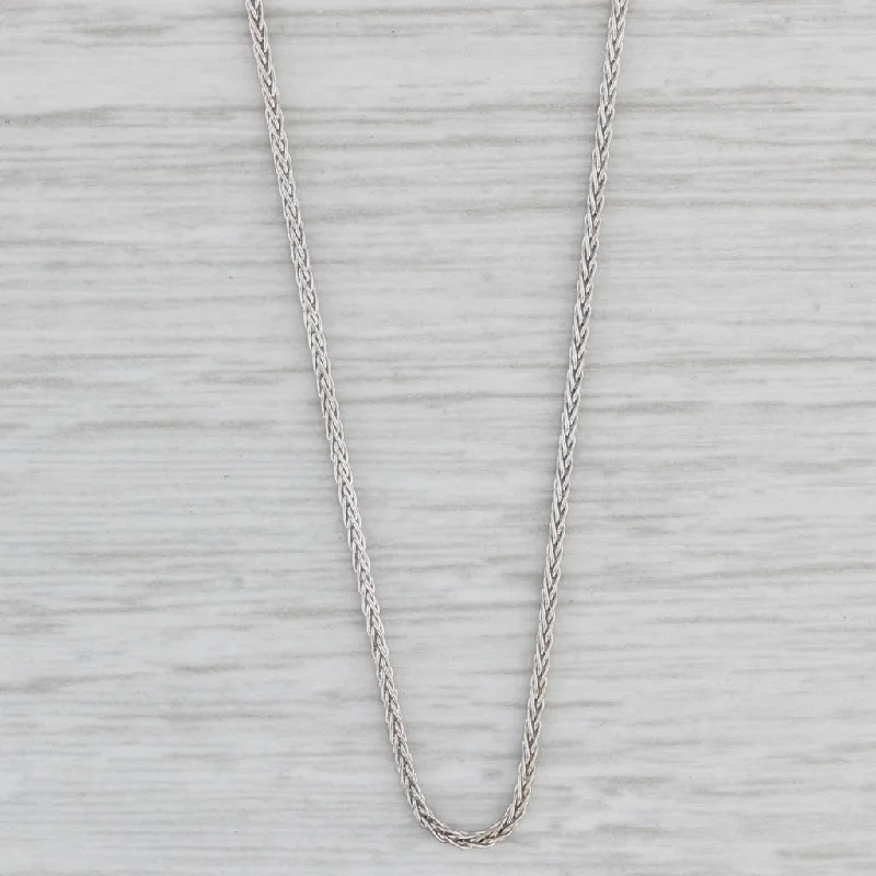 women's initial necklaces-Wheat Chain Necklace 14k White Gold 24" 1mm