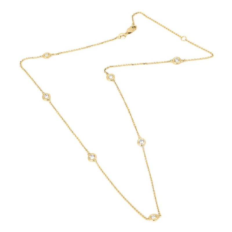 women's vintage necklaces-14K Yellow Gold Diamond By The Yard Necklace