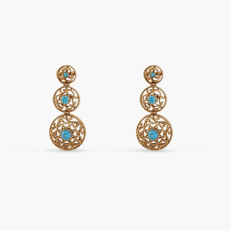 women's luxury earrings-Aello Greek Antique Drop Earrings