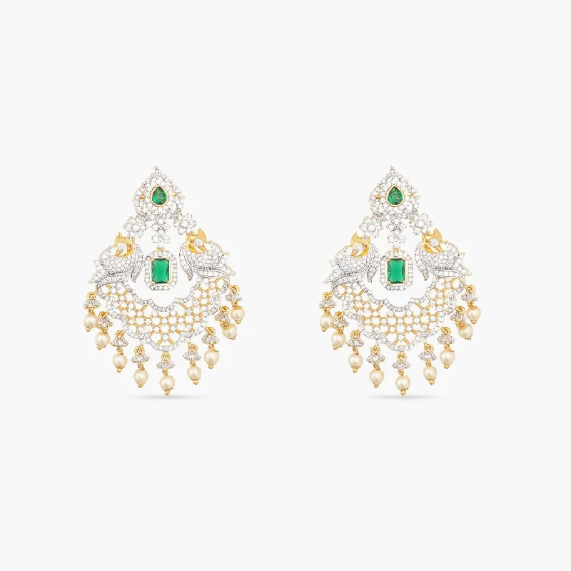 women's dangle earrings-Arnica Nakshatra CZ Chandbali Earrings