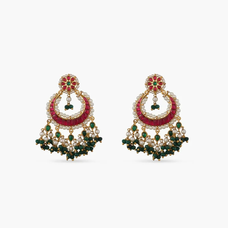 women's angel earrings-Inca Antique Jadau Chandbali Earrings