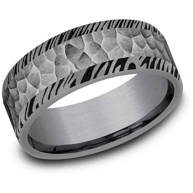 women's floating diamond engagement rings-Brook & Branch "The Ledger" Tantalum Hammered Wedding Band