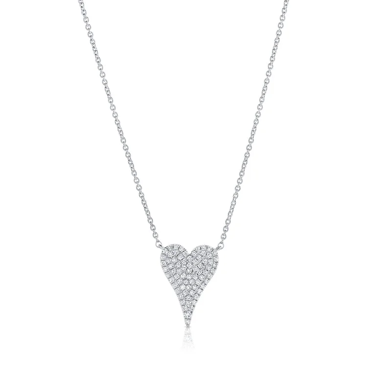 women's zodiac necklaces-14K White Gold Diamond Heart Necklace