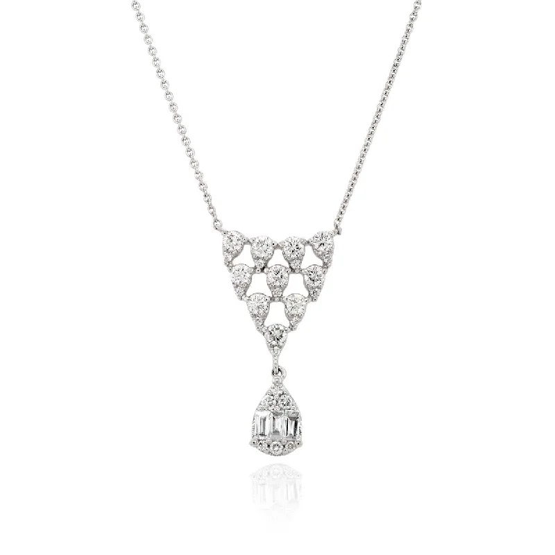 women's eco-friendly necklaces-WHITE GOLD STATEMENT NECKLACE WITH 29 DIAMONDS, .55 CT TW