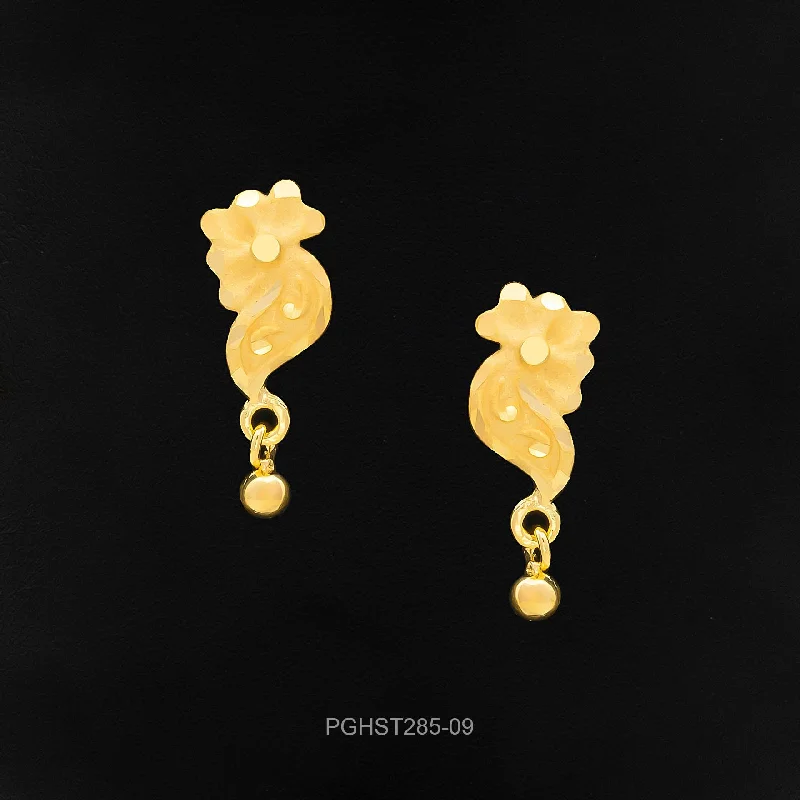 women's sustainable earrings-GOLDEN HANGING STUD PGHST285-09