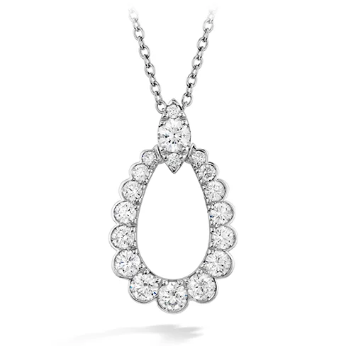 women's tennis chain necklaces-Hearts On Fire Aerial Regal Scroll Teardrop Diamond Pendant Necklace