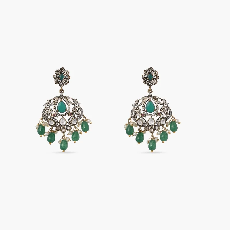 women's affordable earrings-Ruchira Nakshatra CZ Drop Earrings