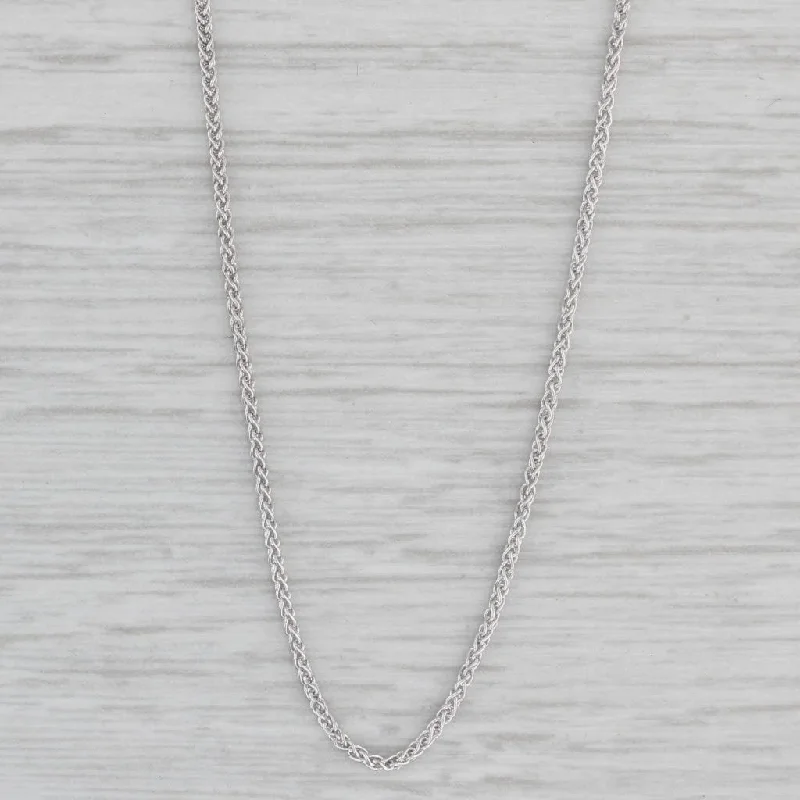 women's high-end necklaces-16" Wheat Chain Necklace 18k White Gold 1mm