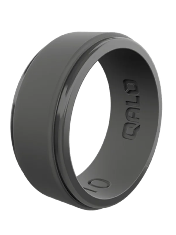 women's minimalist engagement rings-Charcoal Grey Step Edge Silicone Wedding Band