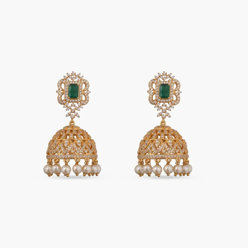 women's lucky earrings-Abirami Nakshatra CZ Jhumka Earrings