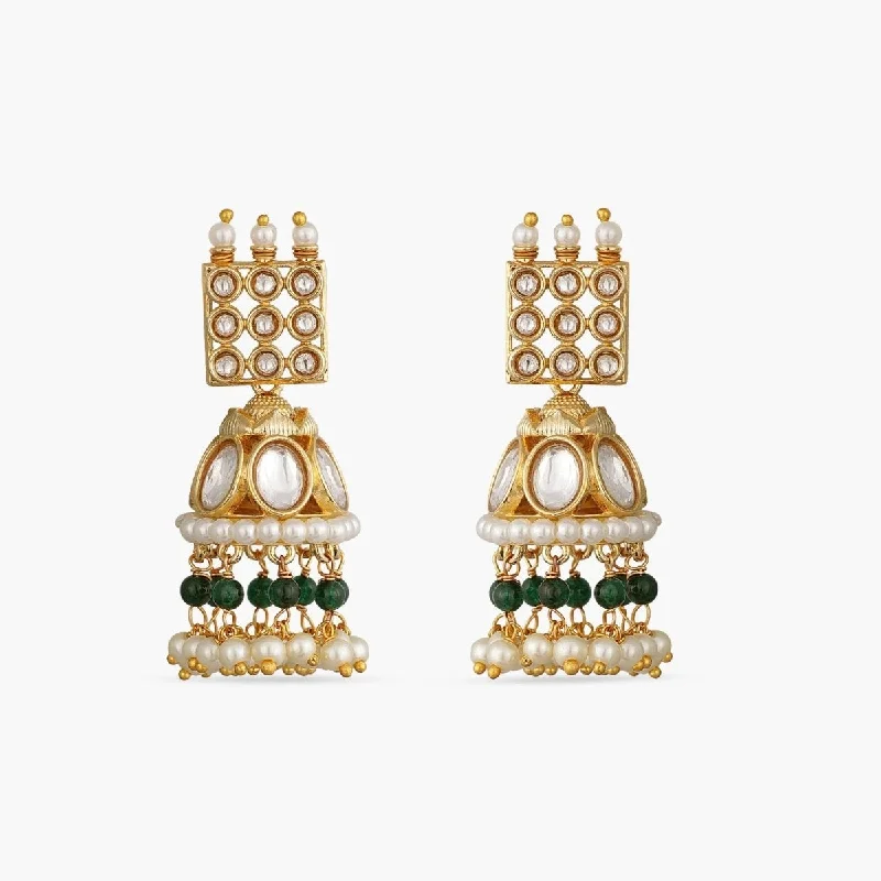 women's fashion-forward earrings-Yana Kundan Jhumka Earrings