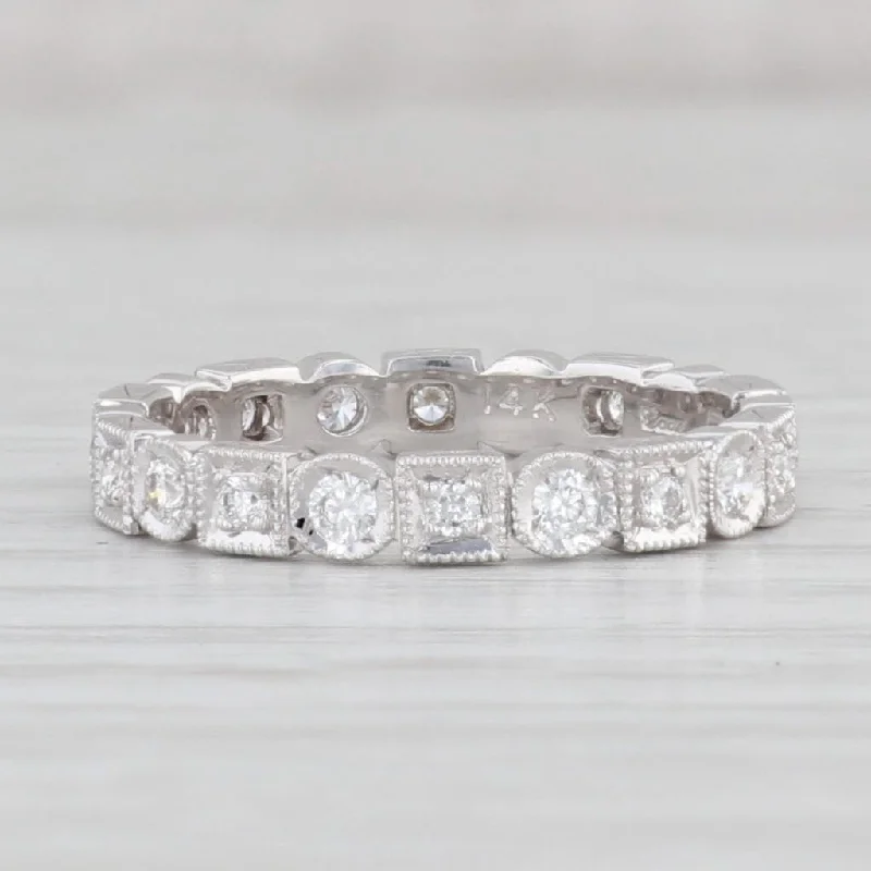 women's engagement rings-New 0.38ctw Diamond Eternity Ring 14k White Gold Wedding Band Stackable Size 6.5