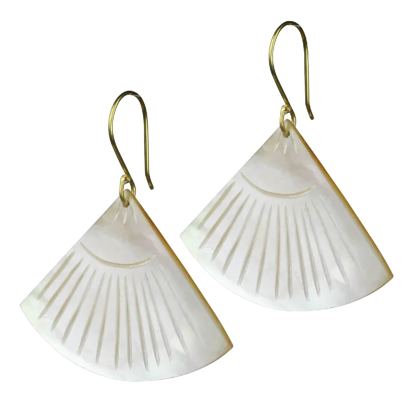 women's tassel earrings-Zahara Earrings, Fan, Mother of Pearl