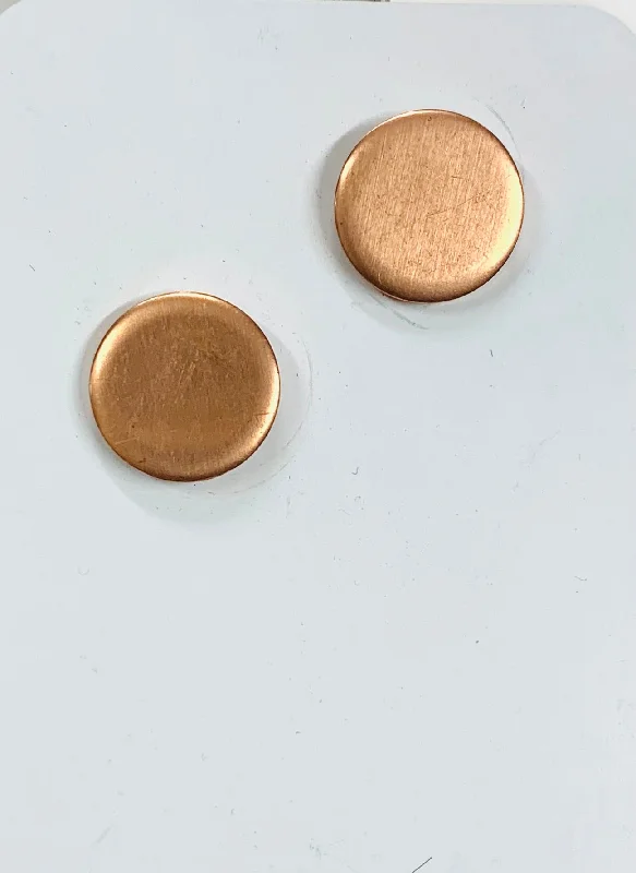 women's teardrop earrings-Copper circle stud earrings