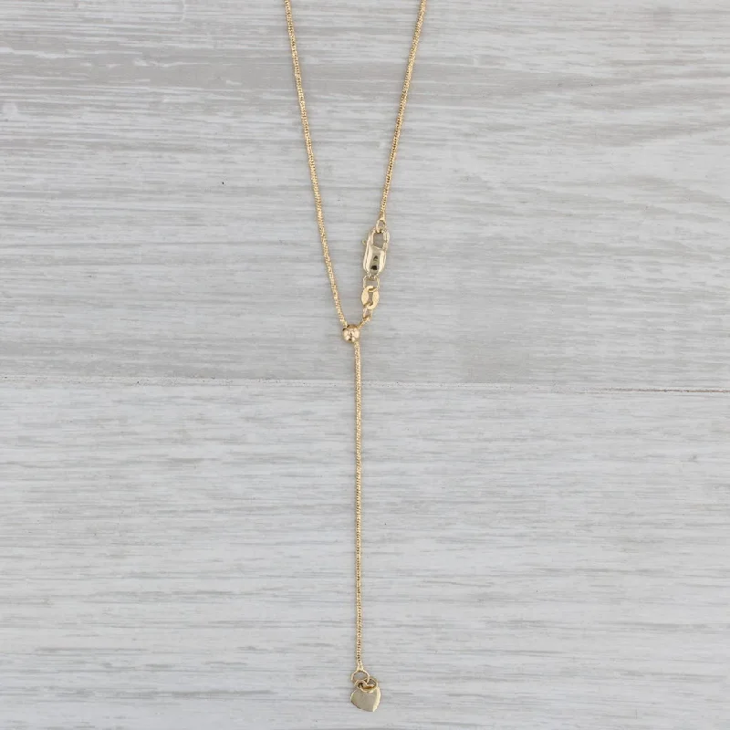 women's astrology necklaces-Snake Chain Lariat Back Necklace 14k Yellow Gold Adjustable Length