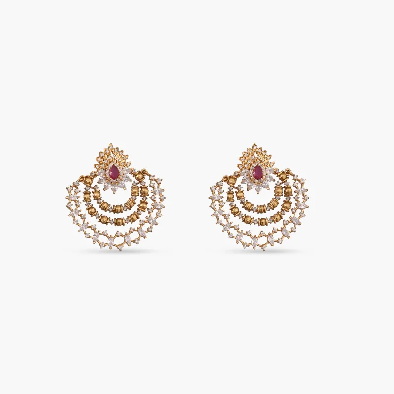 women's horseshoe earrings-Alesa Nakshatra CZ Chandbali Earrings