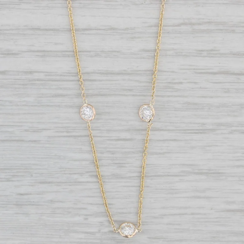 women's silver necklaces-New 1.95ctw Diamond By The Yard Station Necklace 14k Gold 17-19" Adjustable