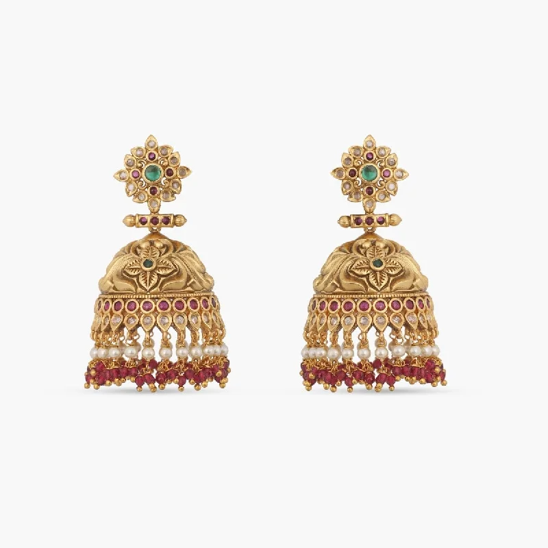 women's cross earrings-Gargi Antique Jhumki Earrings