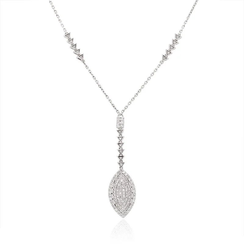 women's handcrafted necklaces-WHITE GOLD NECKLACE WITH DIAMOND DANGLE PENDANT, 1.00 CT TW