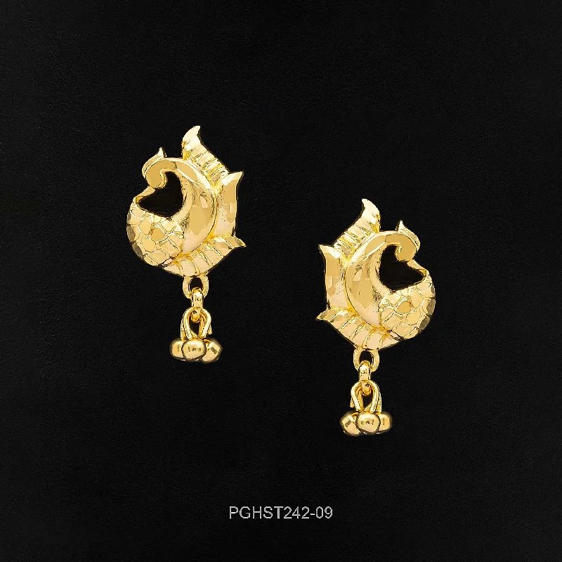 women's snake earrings-GOLDEN HANGING STUD PGHST242-09