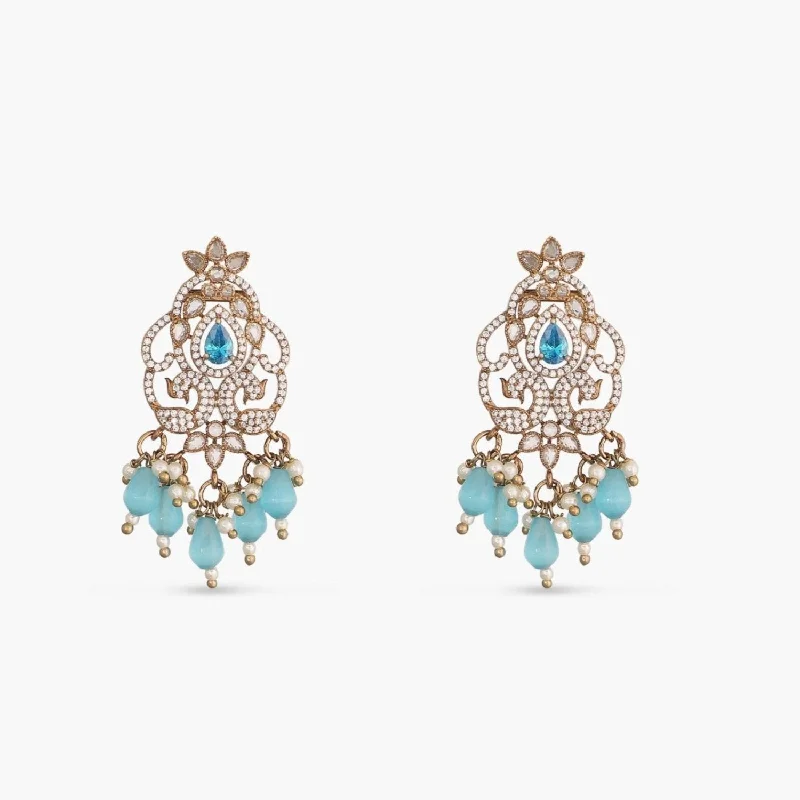 women's adjustable earrings-Zarina CZ Aqua Drop Earrings