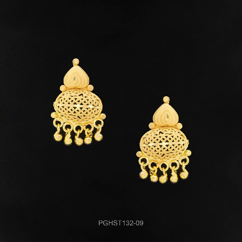 women's angel earrings-GOLDEN HANGING STUD PGHST132-09