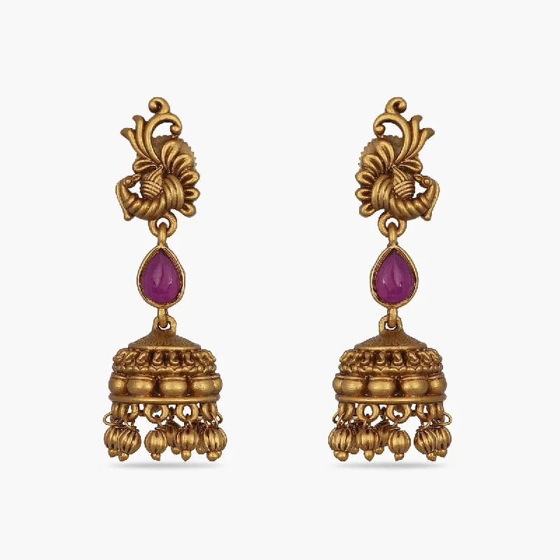 women's emerald earrings-Mukta Antique Jhumka Earrings