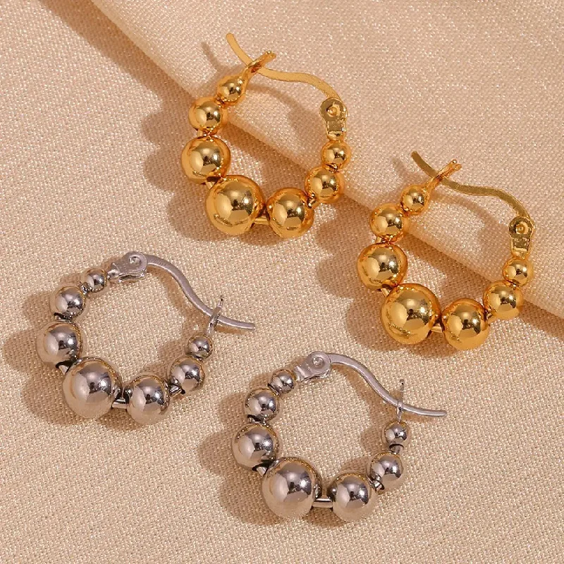 women's chandelier earrings-Minis Balls Hoops