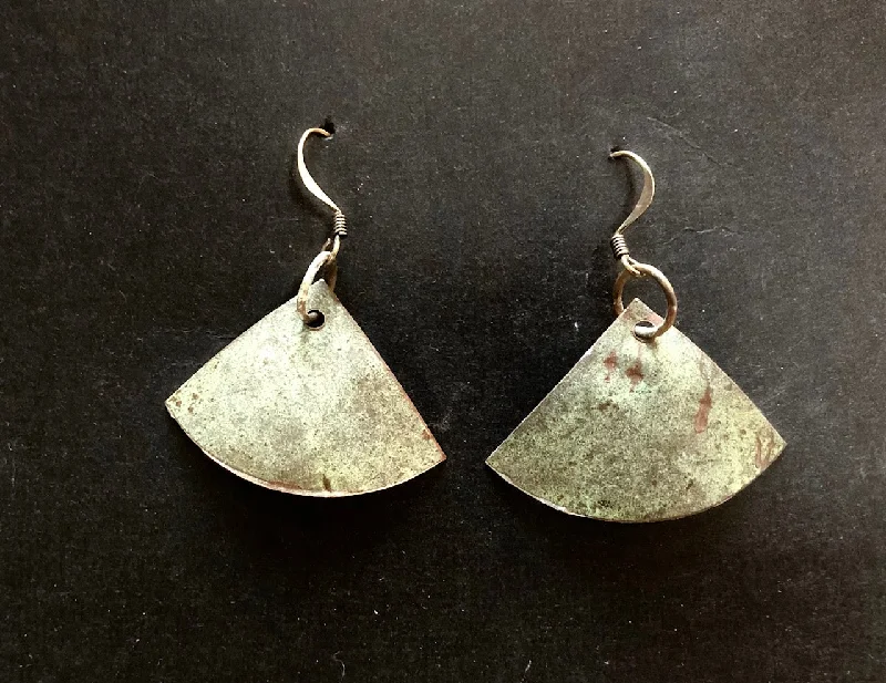 women's moonstone earrings-Salvage church roof earrings fan 40