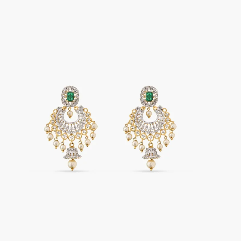 women's square earrings-Josie Nakshatra CZ Chandbali Earrings