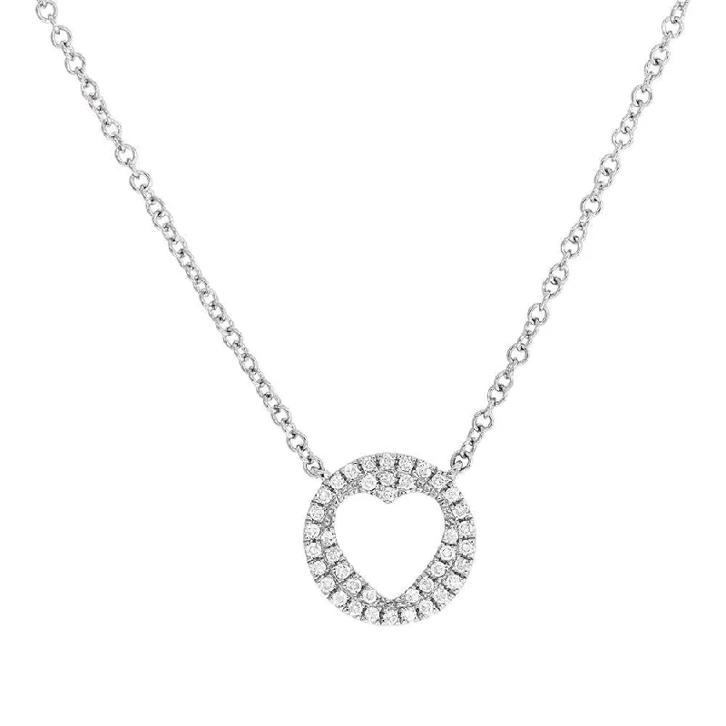 women's friendship necklaces-14K White Gold Diamond Pave Heart Necklace