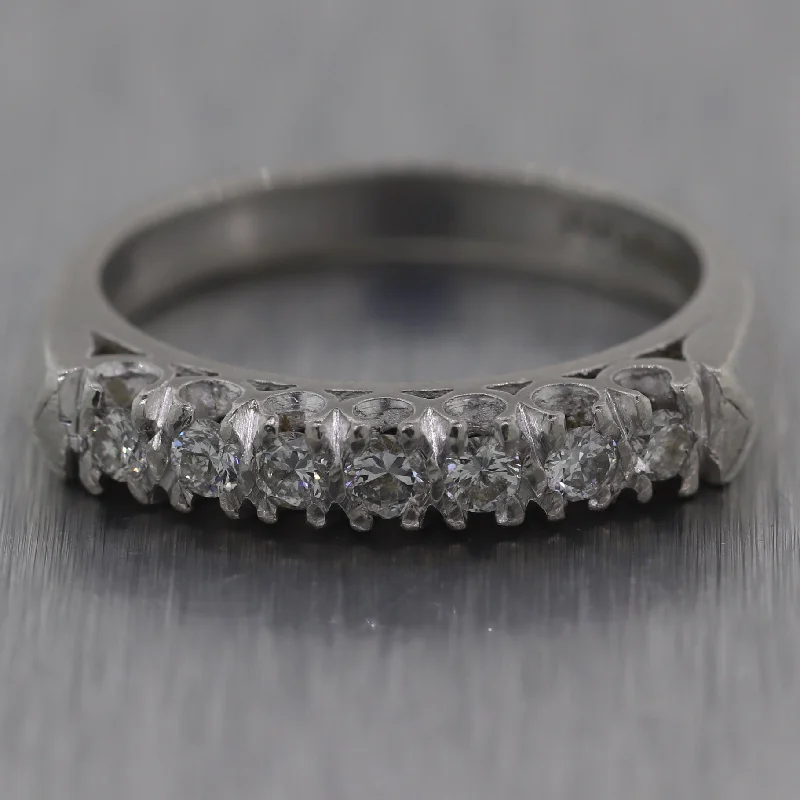 women's moon engagement rings-1940's Vintage Estate Platinum 0.28ctw Diamond Wedding Band Ring