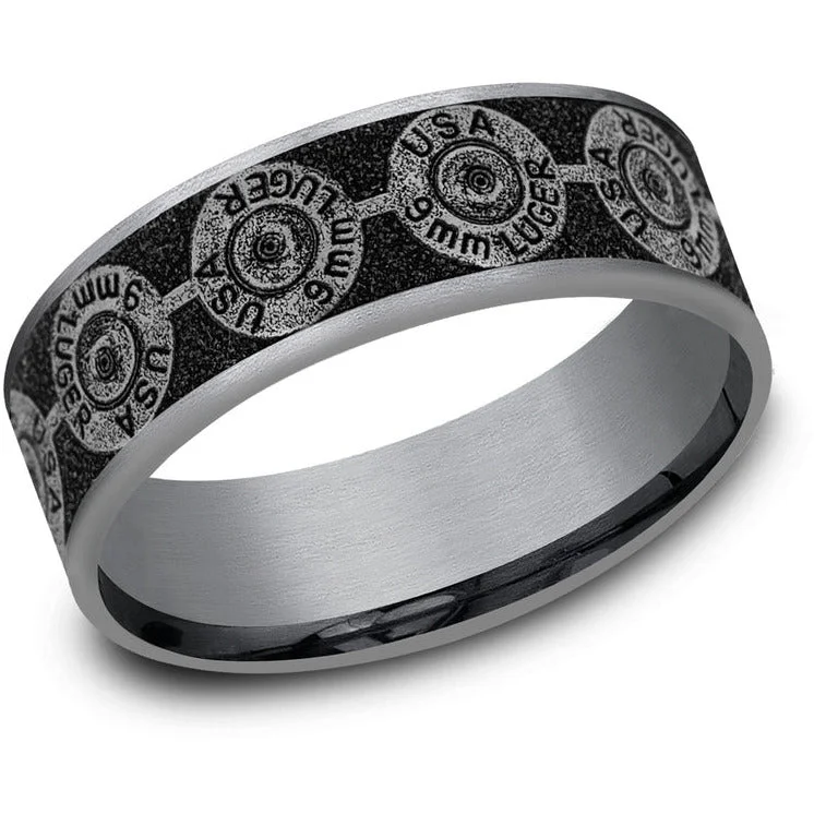 women's east-west engagement rings-Brook & Branch "The 9mm" Tantalum & Titanium Wedding Band